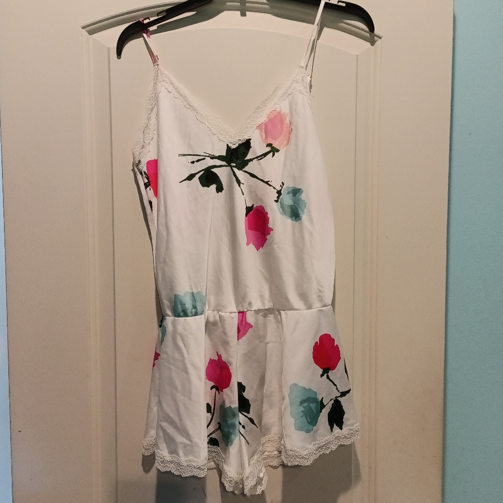Kate Spade Floral Print Romper - White with Pink and Blue Accents